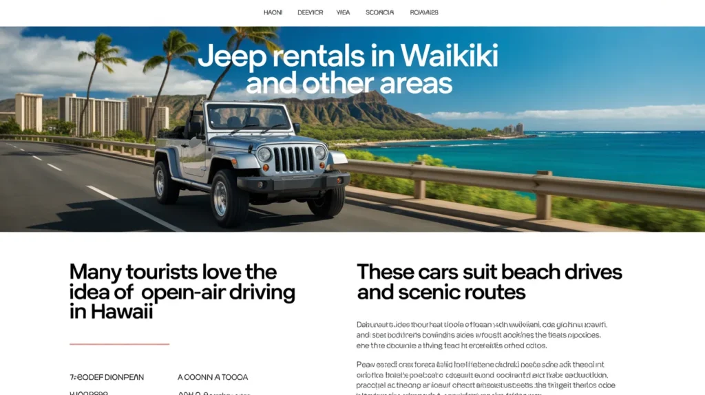 Jeep Rentals in Waikiki