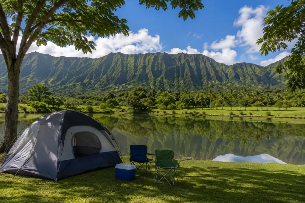Camping at Hoomaluhia Botanical Garden