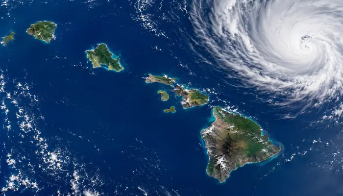 Map view of the Hawaiian Islands during hurricane season