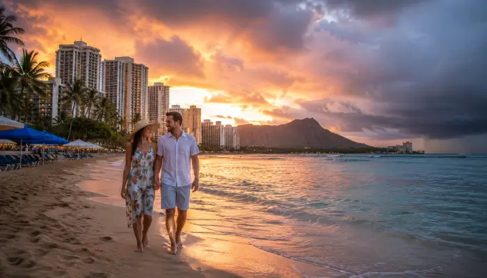 Travelers enjoying Hawaii vacation during hurricane season